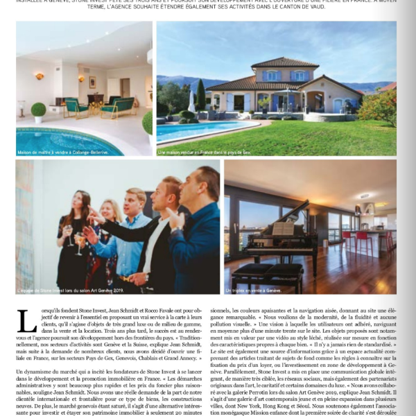 Article Presse 2019 Agence Stone Invest Immobilier Genève